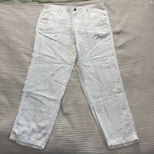 Club Room Luxury Linen Pants Men's Sz XL 100% Linen White Straight Leg Beach